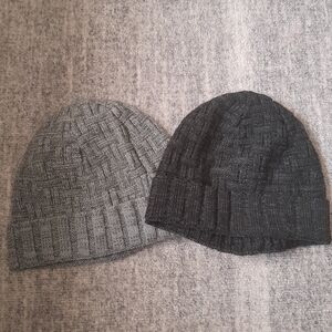 Fonem Light & Dark Grey Knit Beanie Set